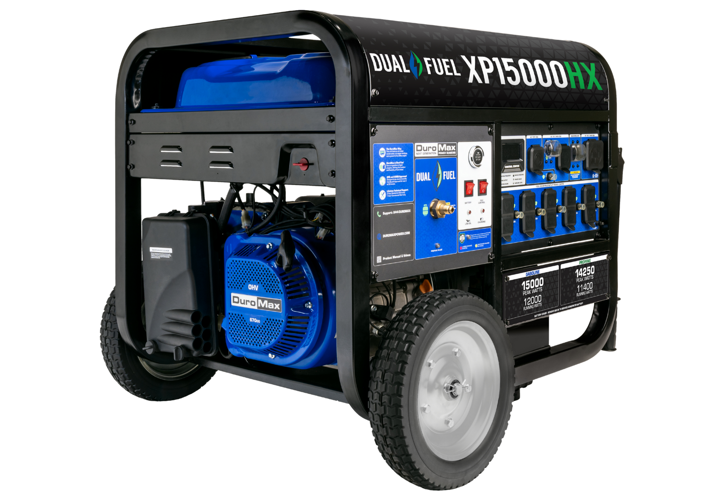 DuroMax XP15000HX 15,000-Watt/12,000-Watt Electric Start Dual Fuel Portable Generator