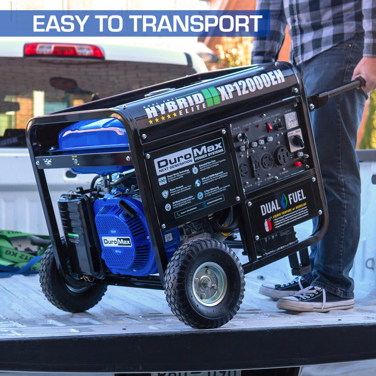 DuroMax XP12000EH 12,000-Watt/9,500-Watt 457cc Electric Start Dual Fuel Portable Generator