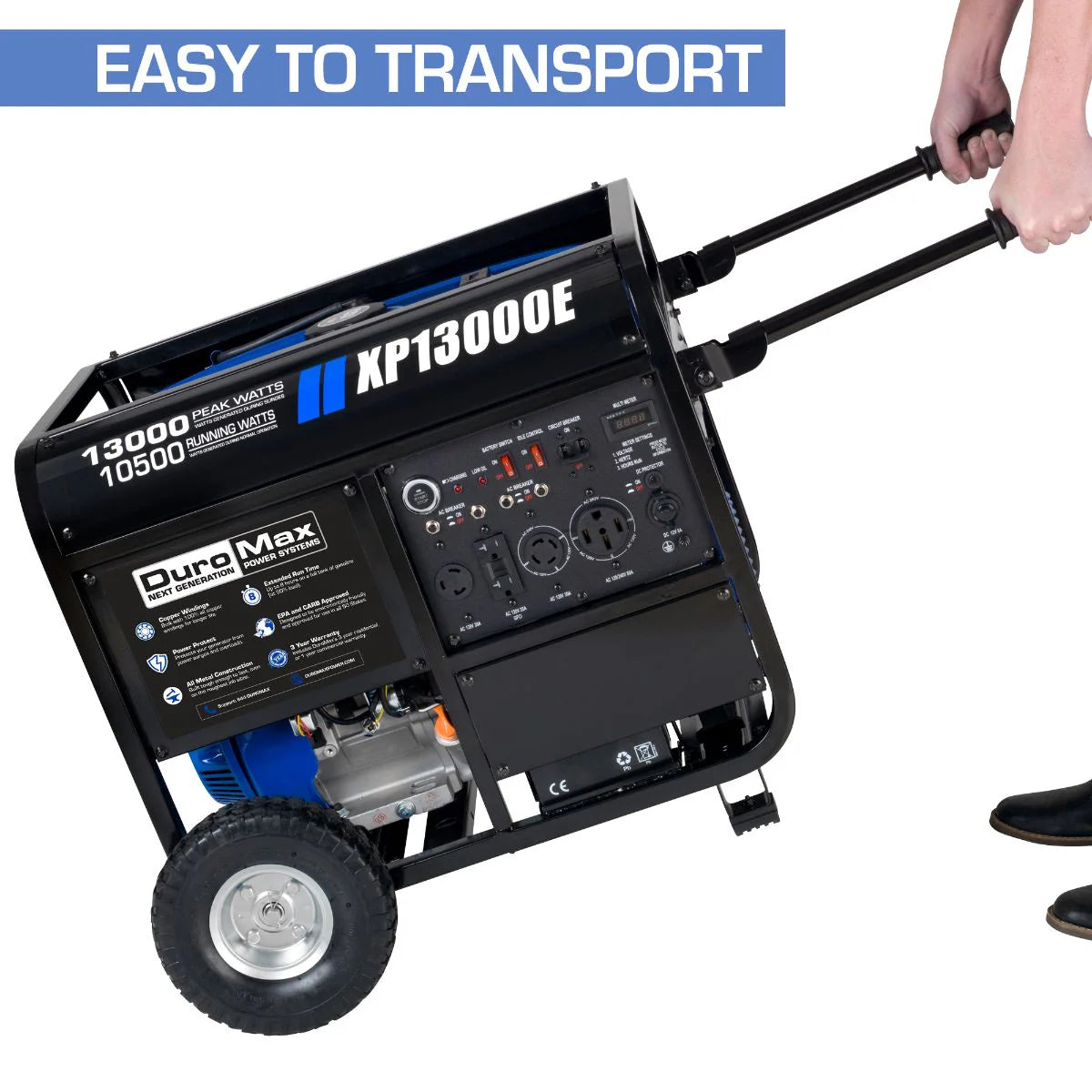 DuroMax XP13000E 13,000-Watt/10,500-Watt 500cc Electric Start Gas Powered Portable Generator