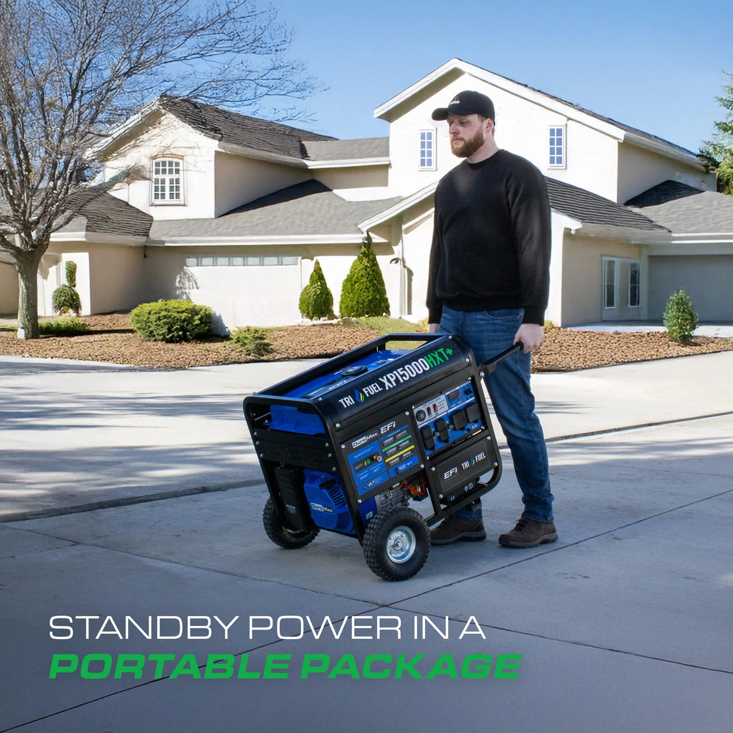 DuroMax XP15000HXT+ 15,000 Watt Electric Start Tri Fuel EFI Portable Generator