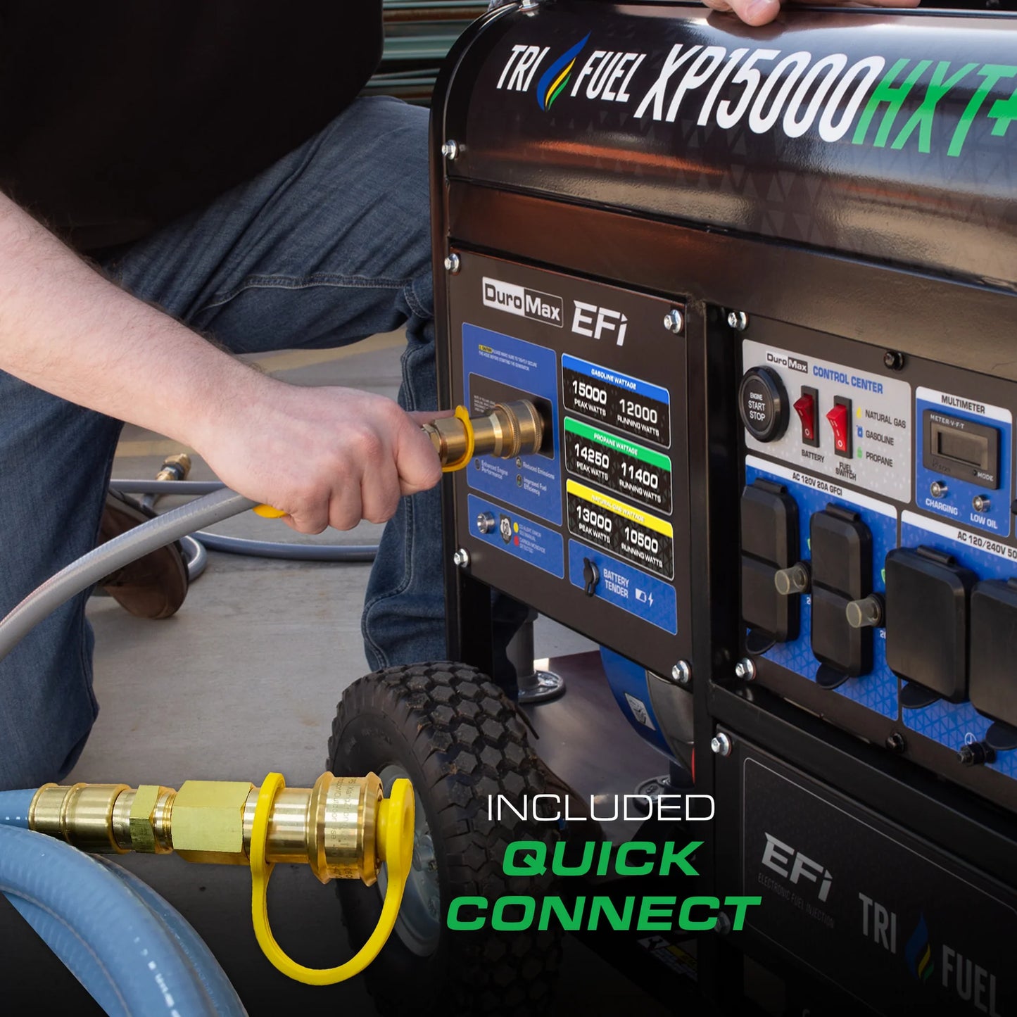DuroMax XP15000HXT+ 15,000 Watt Electric Start Tri Fuel EFI Portable Generator