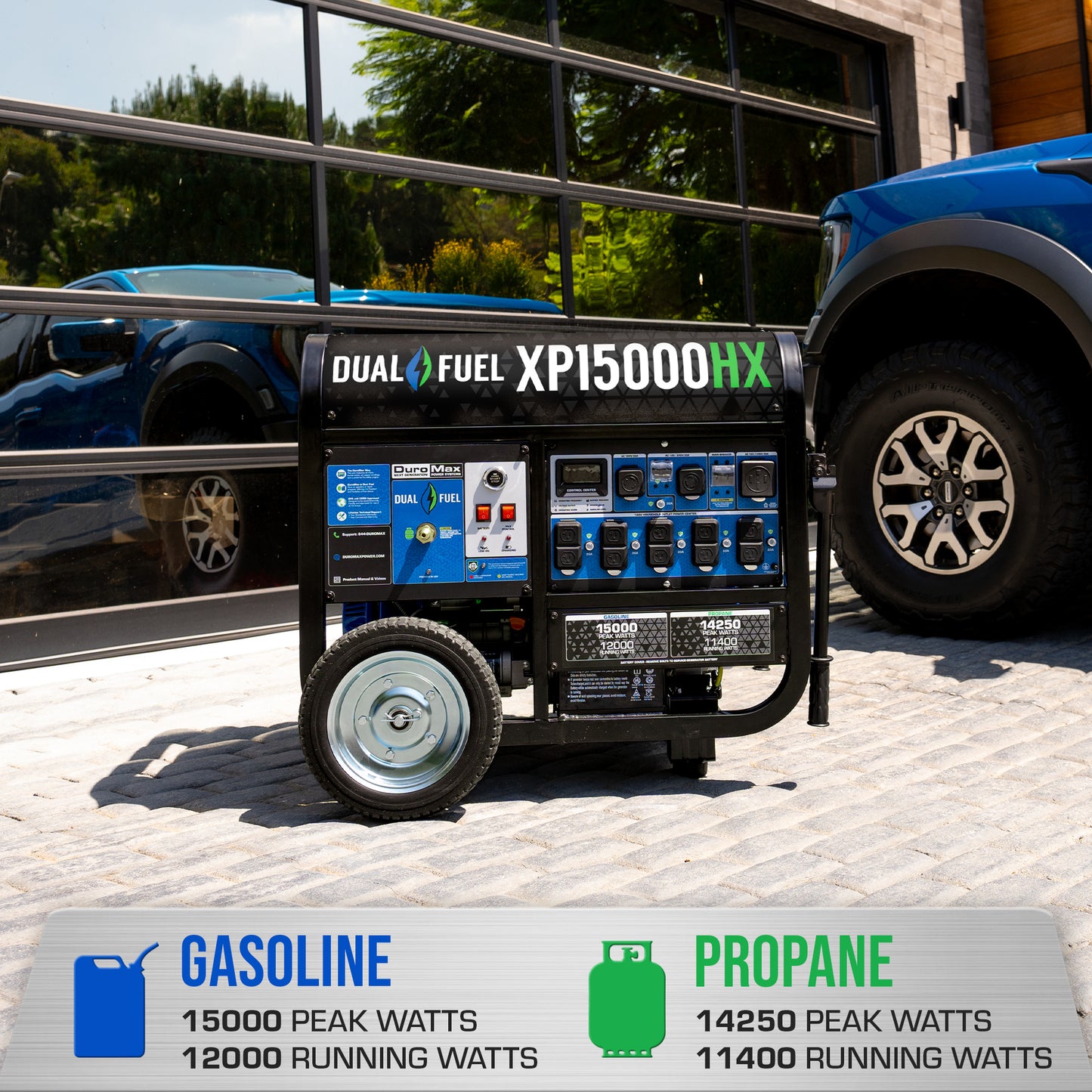 DuroMax XP15000HX 15,000-Watt/12,000-Watt Electric Start Dual Fuel Portable Generator