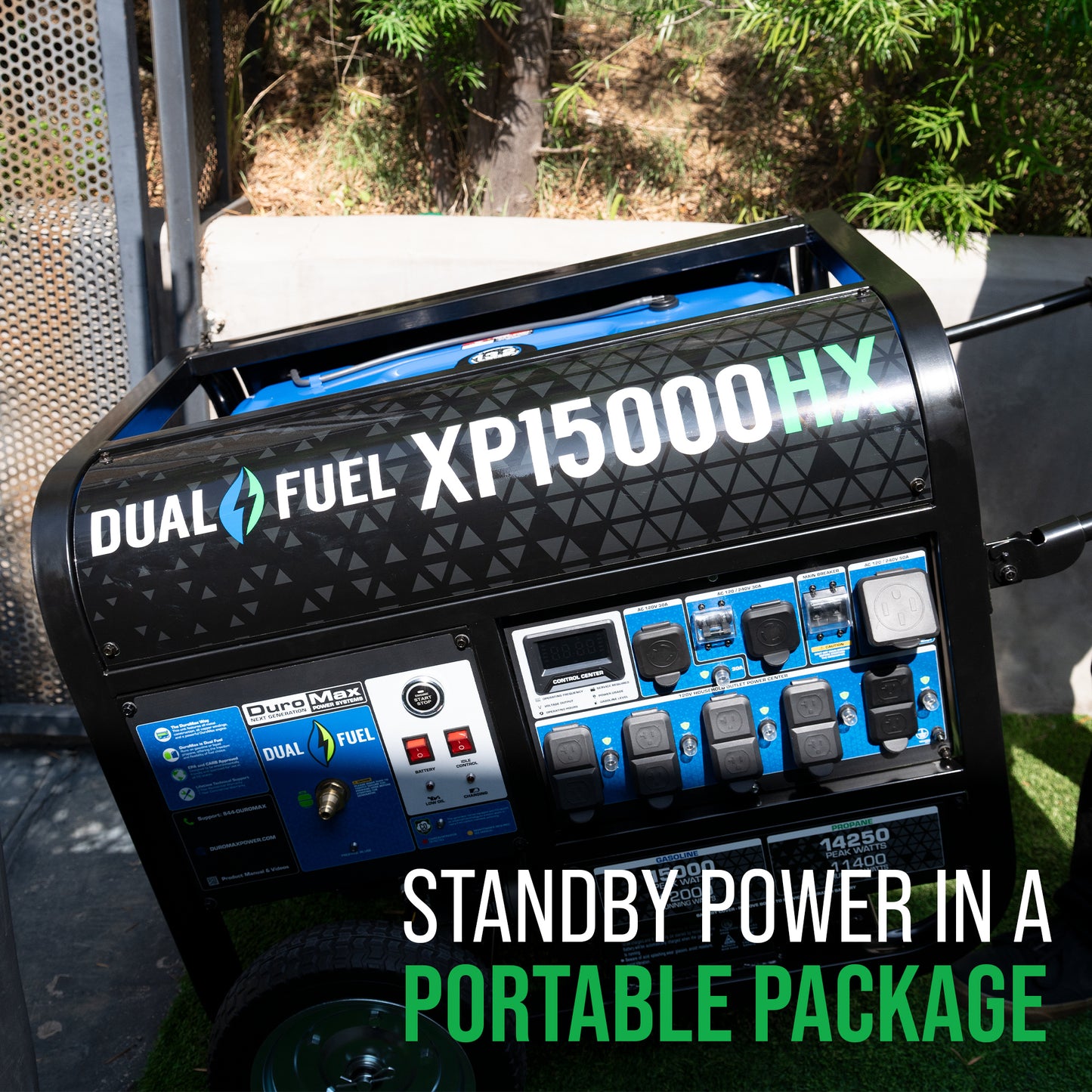DuroMax XP15000HX 15,000-Watt/12,000-Watt Electric Start Dual Fuel Portable Generator