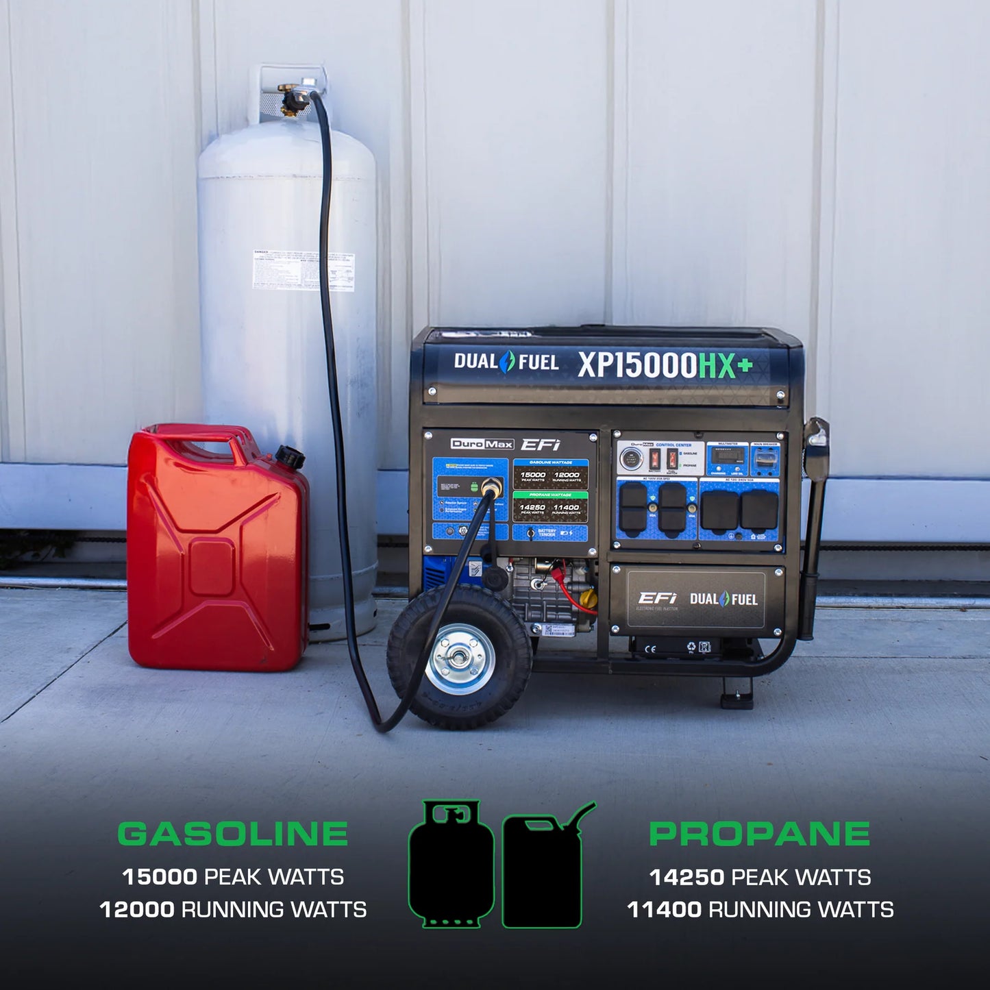 DuroMax XP15000HX+ 15,000 Watt Electric Start Dual Fuel EFI Portable Generator
