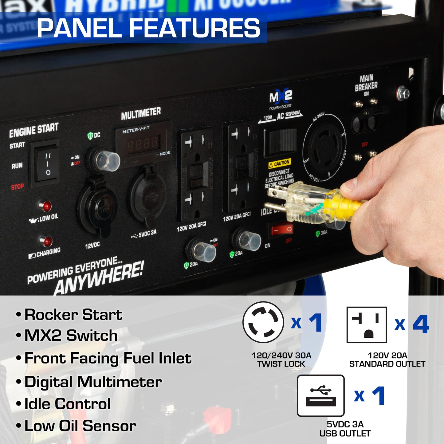 DuroMax XP8500EH 8,500-Watt/7,000-Watt 420cc Electric Start Dual Fuel Portable Generator