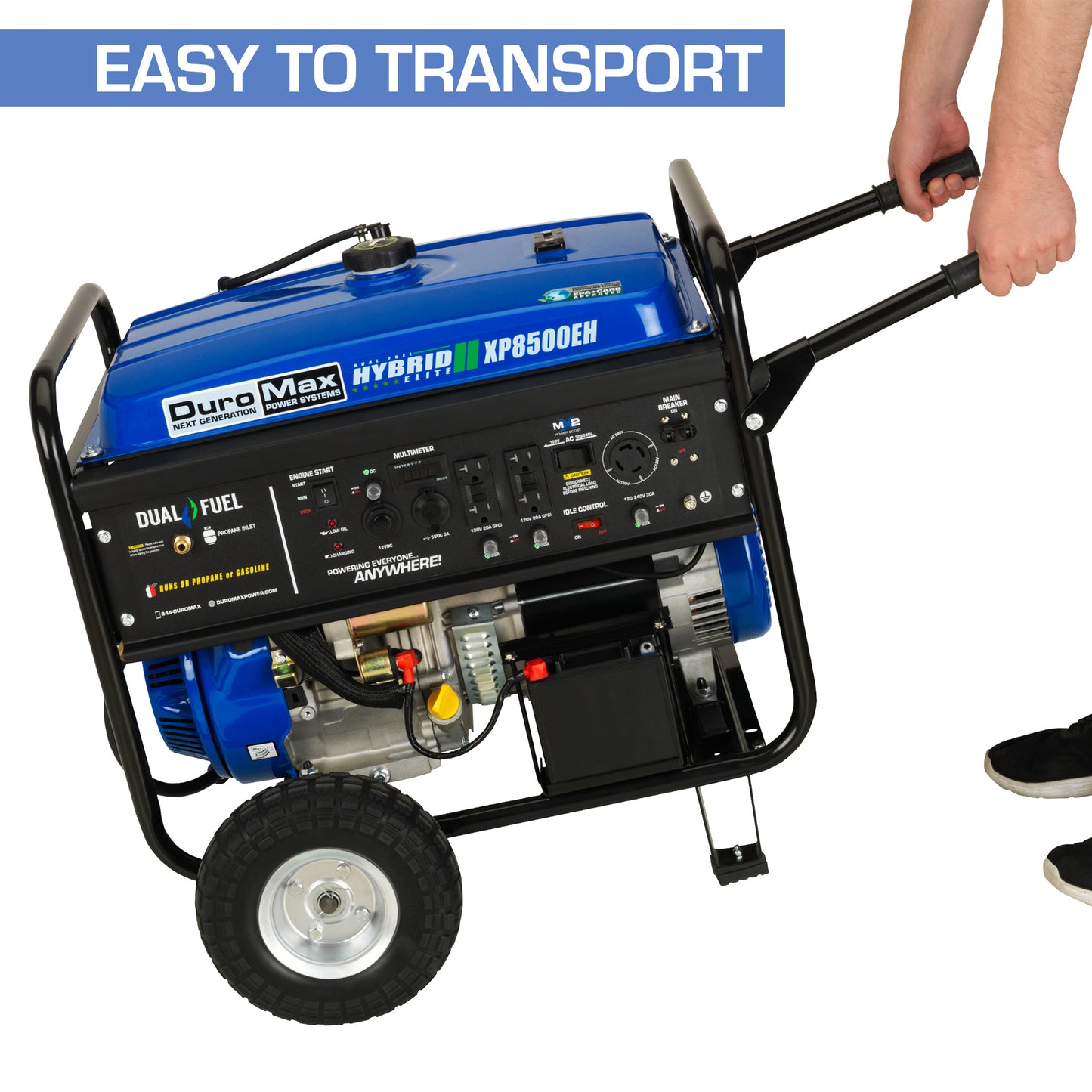 DuroMax XP8500EH 8,500-Watt/7,000-Watt 420cc Electric Start Dual Fuel Portable Generator