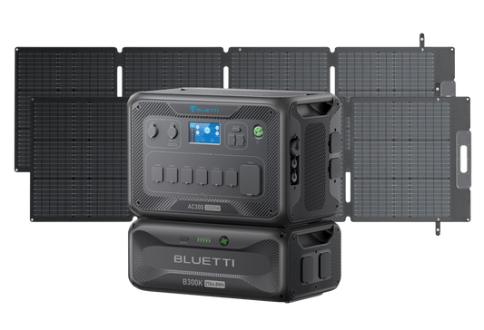 BLUETTI AC300 Inverter Module Generator 3,000W + B300K BLUETTI B300K Expansion Battery 2,764.8Wh + 2x BLUETTI PV200L 200 Watt Solar Panel (with 3m Cable)