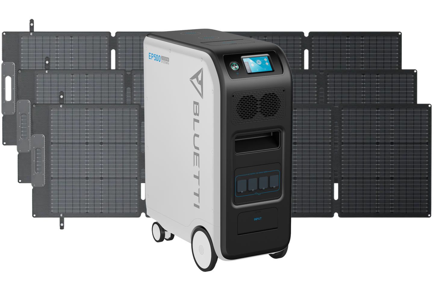 BLUETTI EP500 Solar Power Station | 2,000W 5,120Wh + 3x BLUETTI PV200L 200 Watt Solar Panel