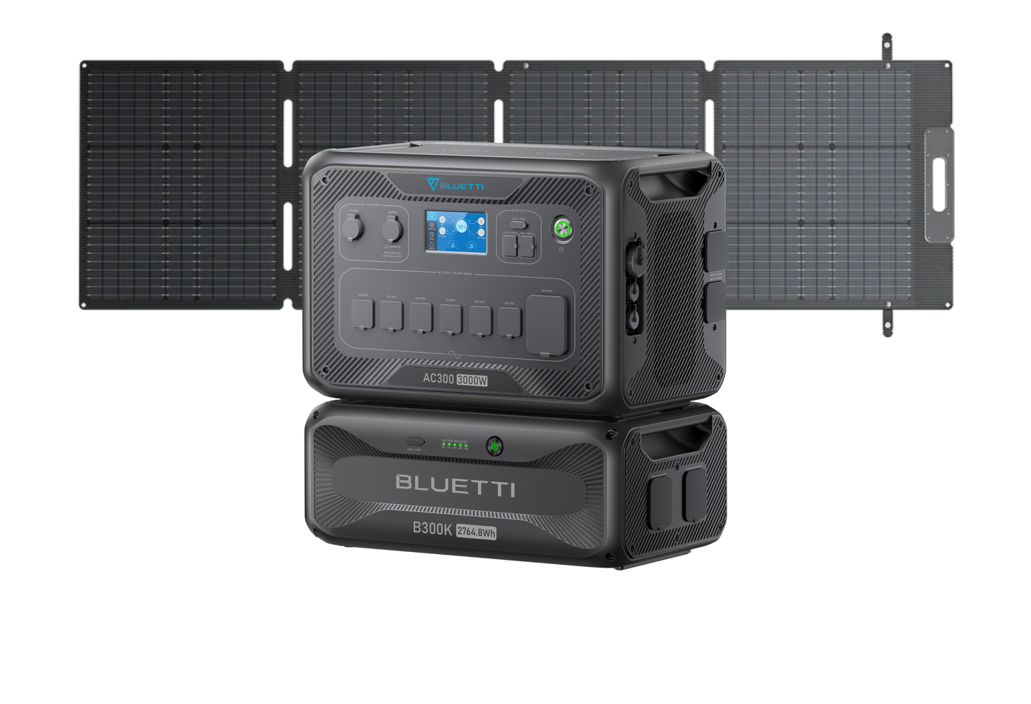BLUETTI AC300 Inverter Module Generator 3,000W + B300K BLUETTI B300K Expansion Battery 2,764.8Wh + BLUETTI PV200L 200 Watt Solar Panel (with 3m Cable)