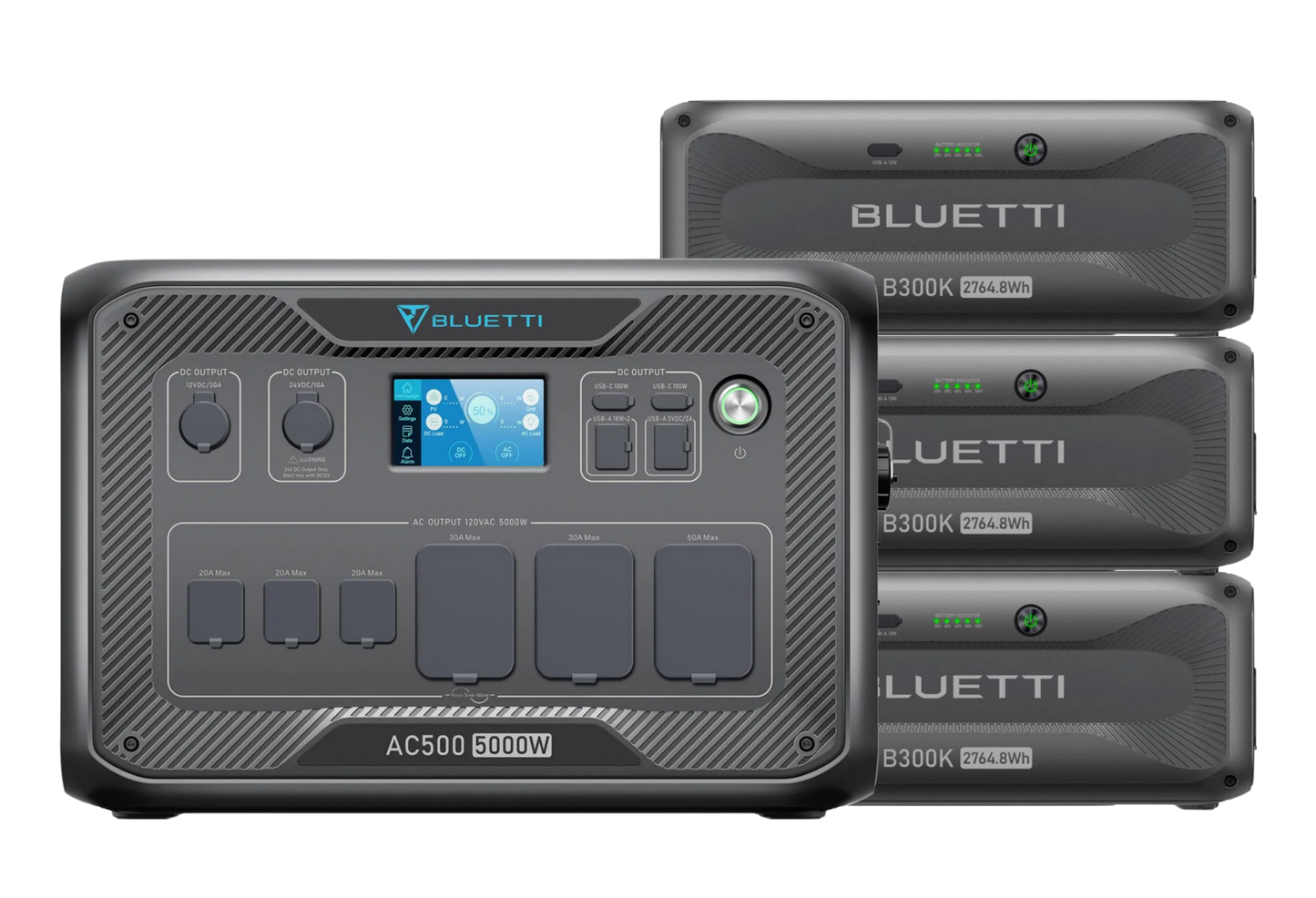 BLUETTI AC500 Inverter Module Generator 5,000W + 3x BLUETTI B300K Expansion Battery 2,764.8Wh (2 Cables)