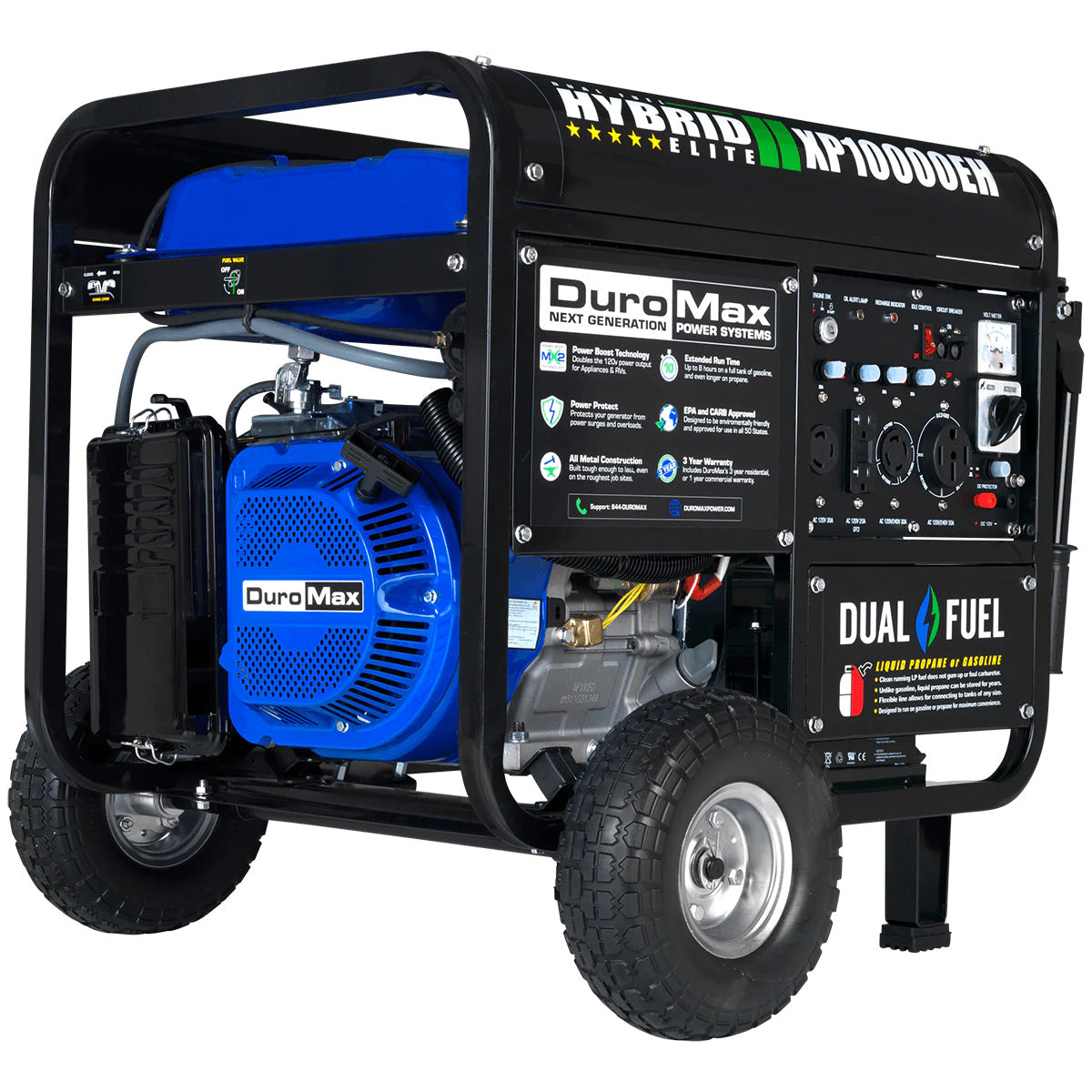 DuroMax XP10000EH 10,000-Watt/8,500-Watt 439cc Electric Start Dual Fuel Portable Generator
