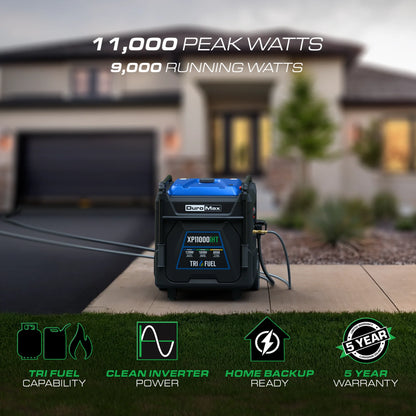 DuroMax XP11000iHT  11,000 Watt Portable Tri Fuel Inverter Generator - Quiet, Low THD