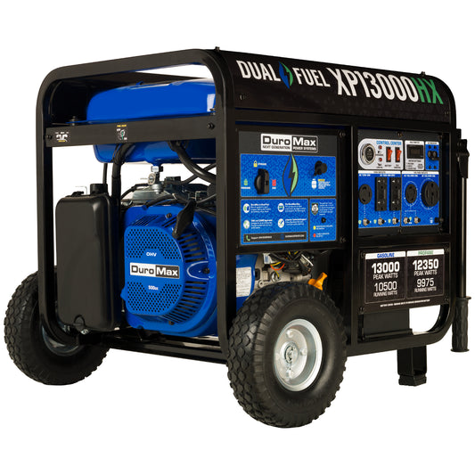 DuroMax XP13000HX 13,000-Watt/10,500-Watt 500cc Electric Start Dual Fuel Portable Generator with CO Alert