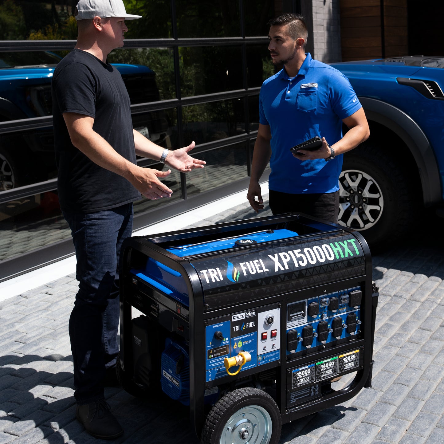 DuroMax XP15000HXT 15,000-Watt/12,000-Watt Electric Start Tri Fuel Portable Generator