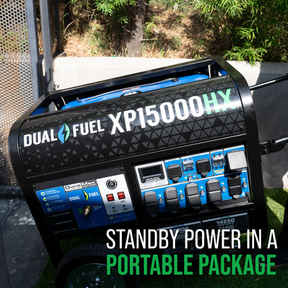 DuroMax XP15000HX 15,000-Watt/12,000-Watt Electric Start Dual Fuel Portable Generator