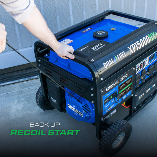 DuroMax XP15000HX+ 15,000 Watt Electric Start Dual Fuel EFI Portable Generator