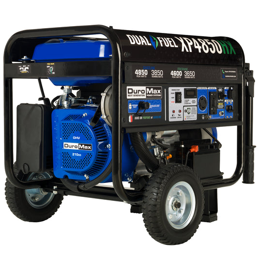 DuroMax XP4850HX 4,850-Watt/3,850-Watt 210cc Electric Start Dual Fuel Portable Generator with CO Alert