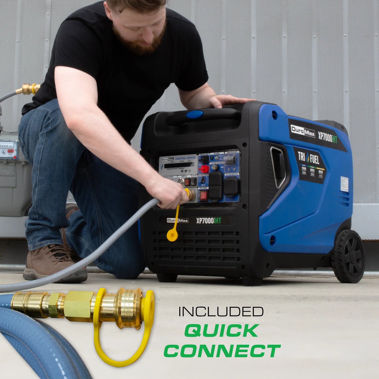 DuroMax XP7000iHT 7,000 Watt Portable Tri Fuel Inverter Generator - Quiet, Low THD