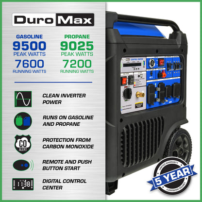 DuroMax XP11000iH 11,000 Watt Portable Dual Fuel Inverter Generator w/ CO Alert