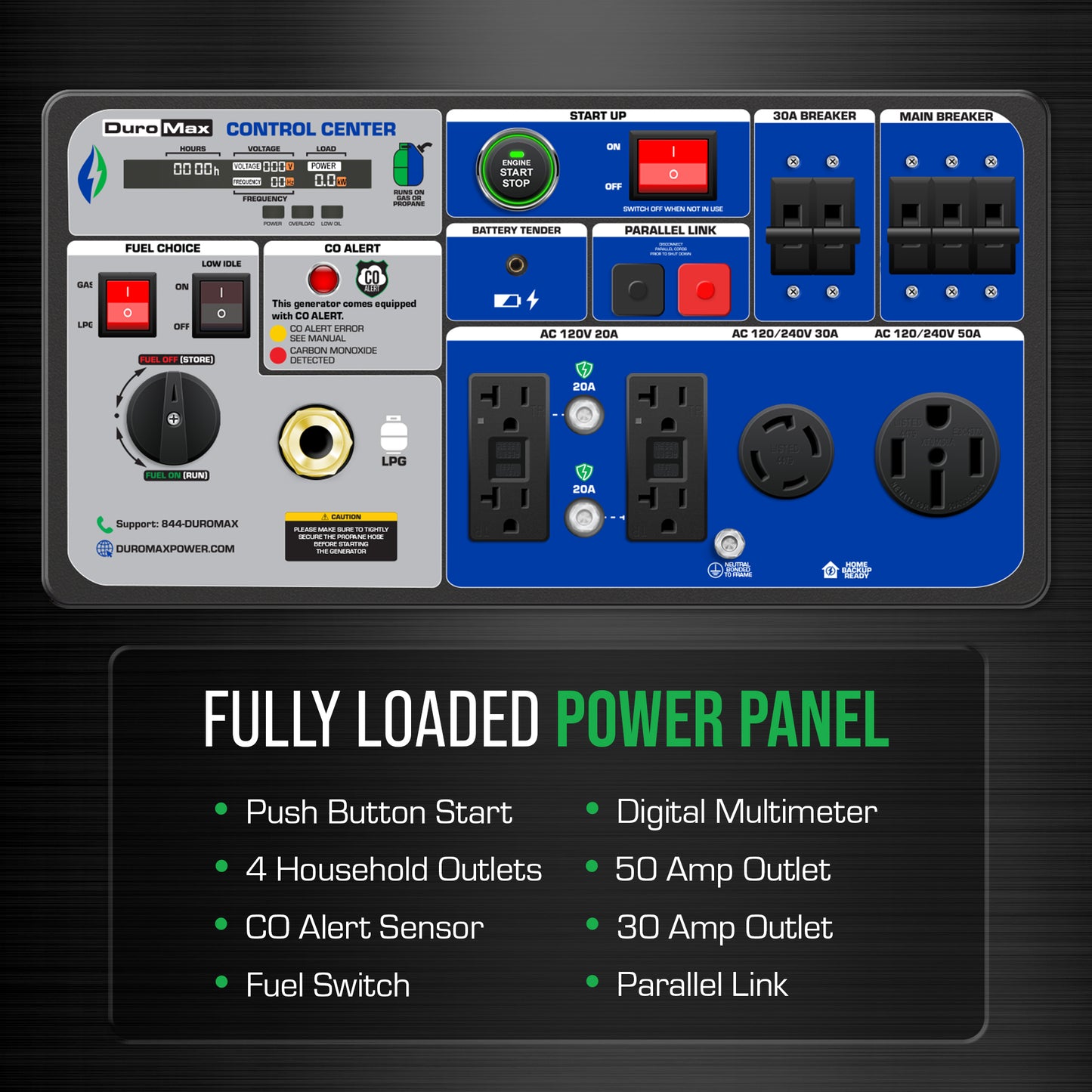 DuroMax XP11000iH 11,000 Watt Portable Dual Fuel Inverter Generator w/ CO Alert