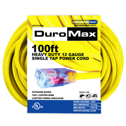 DuroMax XPC12100A 100 Ft 12 Ga Single Tap Extension Power Cord