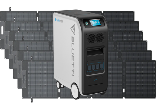 2x BLUETTI EP500 Solar Power Station | 2,000W 5,120Wh + 6x BLUETTI PV200L 200 Watt Solar Panel + EP500 Fusion Box (Model P020A)
