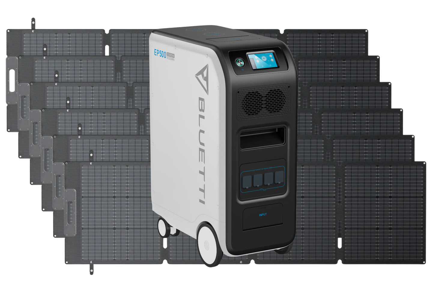 2x BLUETTI EP500 Solar Power Station | 2,000W 5,120Wh + 6x BLUETTI PV200L 200 Watt Solar Panel + EP500 Fusion Box (Model P020A)