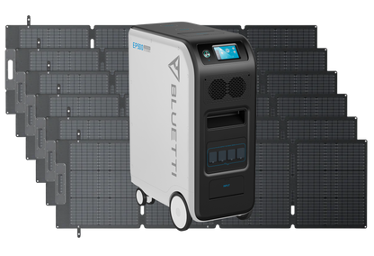 2x BLUETTI EP500 Solar Power Station | 2,000W 5,120Wh + 6x BLUETTI PV200L 200 Watt Solar Panel + EP500 Fusion Box (Model P020A)